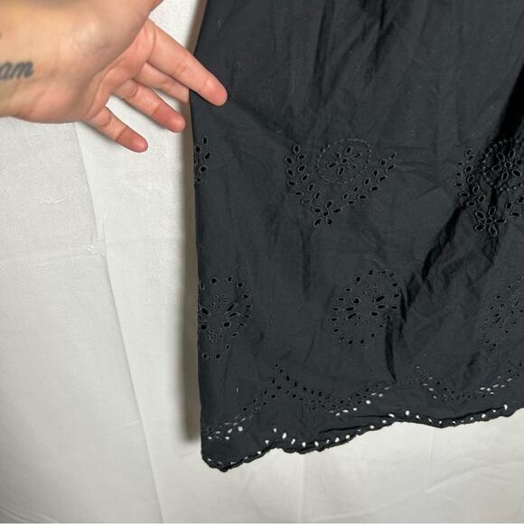 Zara Solid Black Eyelet Hem Sleeveless Midi Dress Size Small - Picture 3 of 5